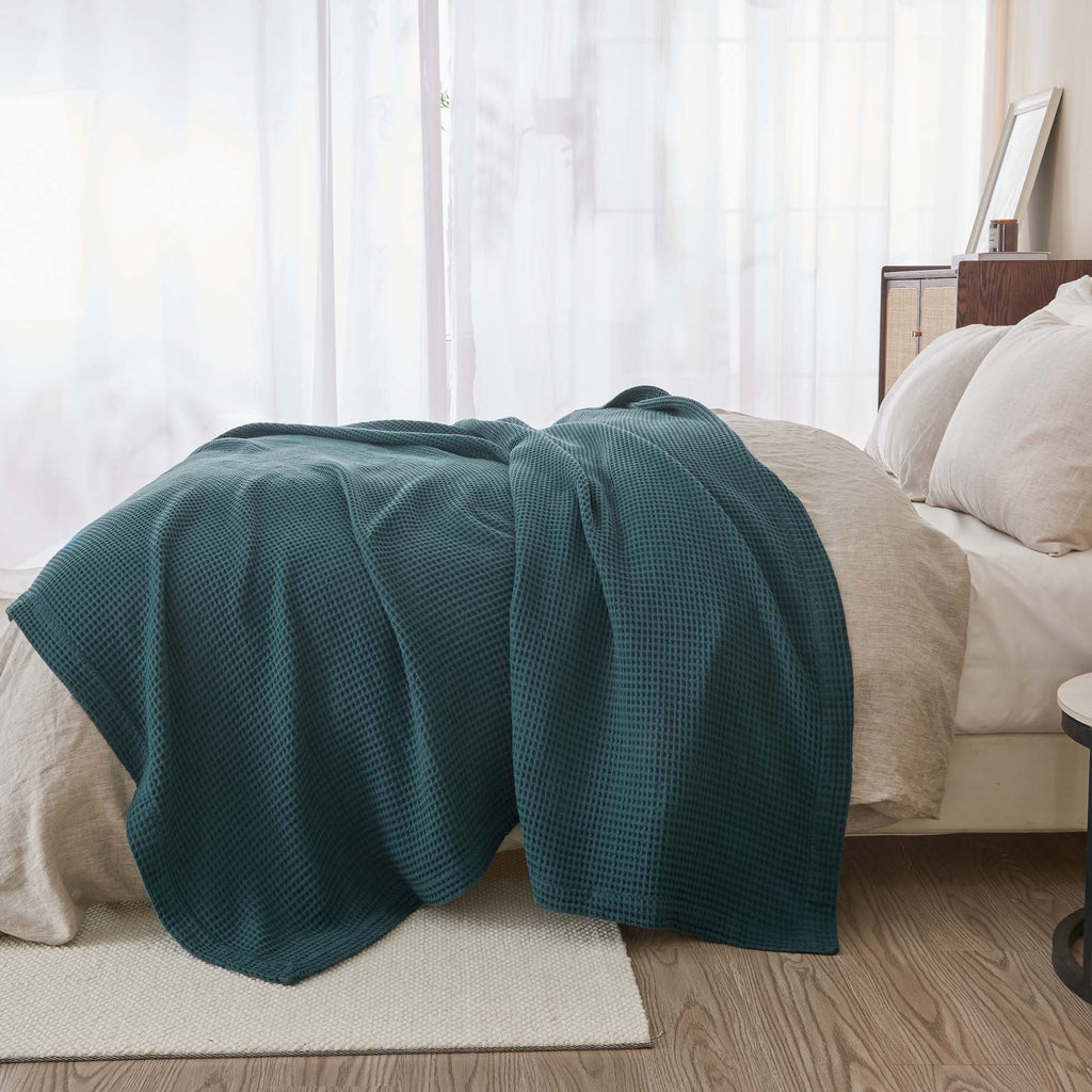 100% Cotton Waffle Weave Blanket - Mikala, photo 65 of 70