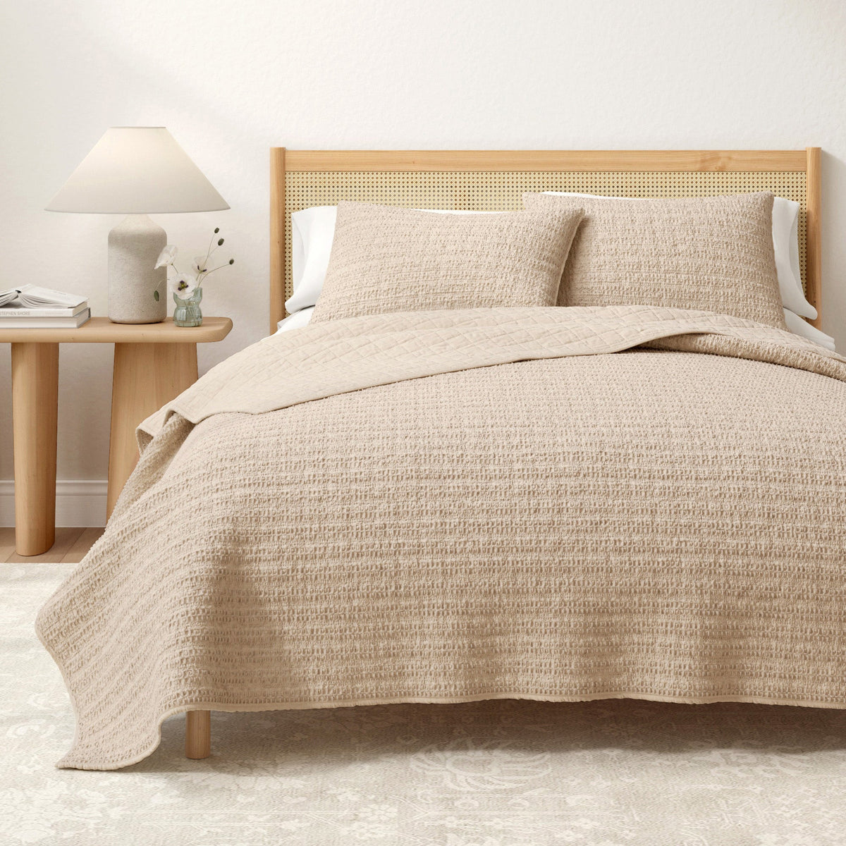 100% Cotton Honeycomb Waffle Garment Washed Quilt Set, photo 13 of 42