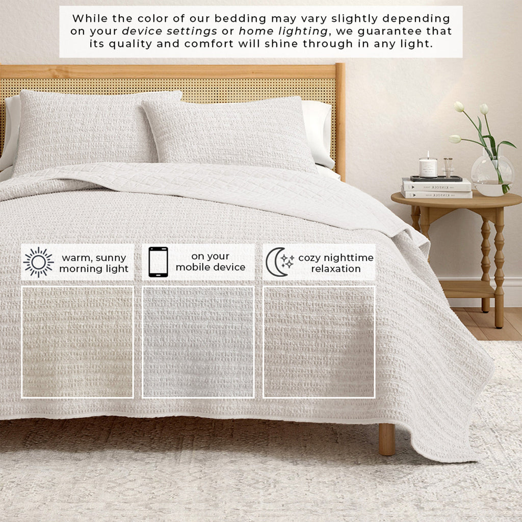 100% Cotton Honeycomb Waffle Garment Washed Quilt Set, photo 30 of 42