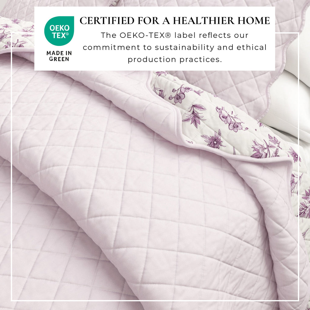 Floral Print & Scalloped Edge Cotton Quilt Set - Sandie, photo 5 of 12