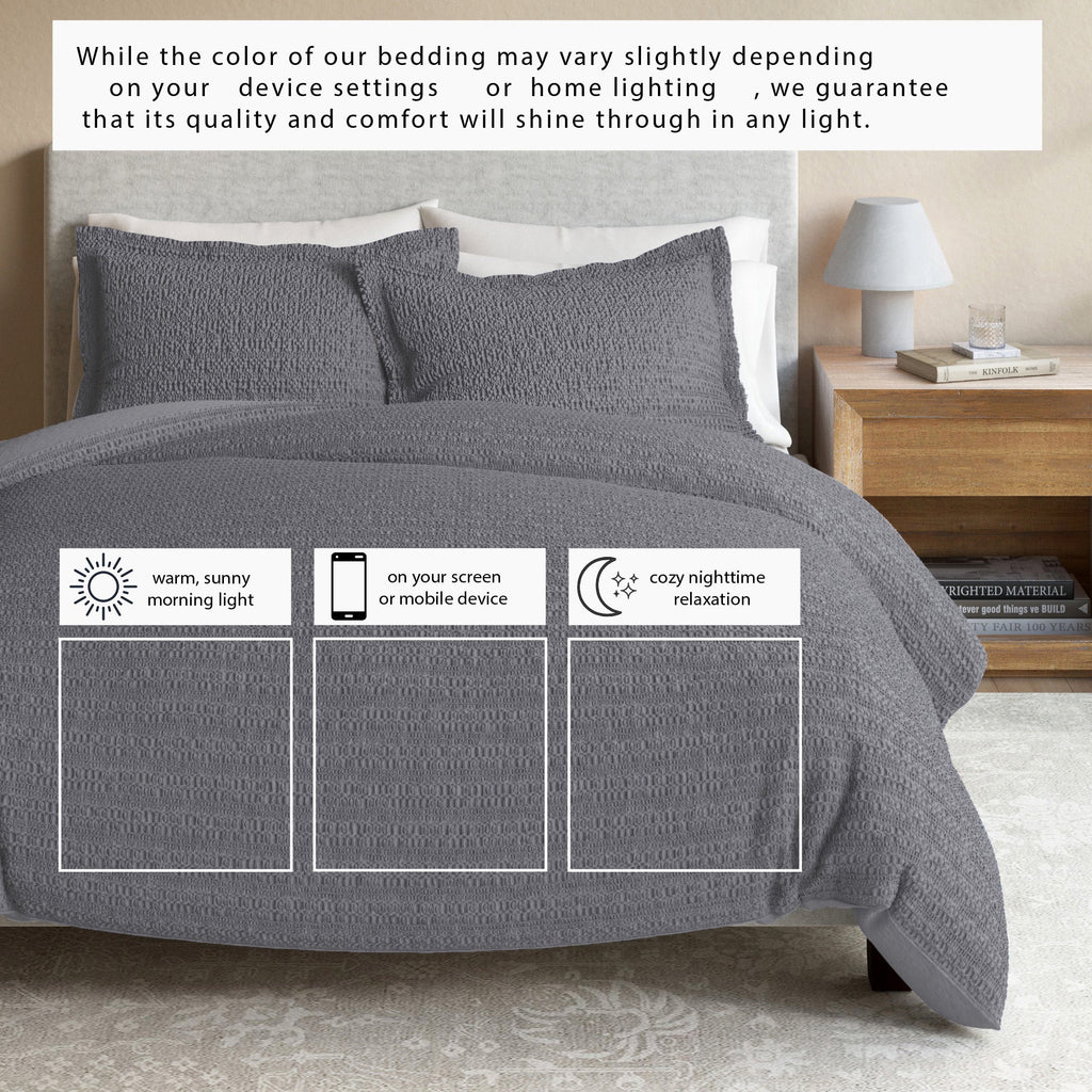 100% Cotton Honeycomb Waffle Duvet Set - Mattea, photo 42 of 42