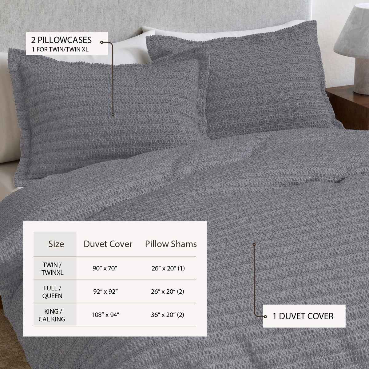 100% Cotton Honeycomb Waffle Duvet Set - Mattea, photo 39 of 42