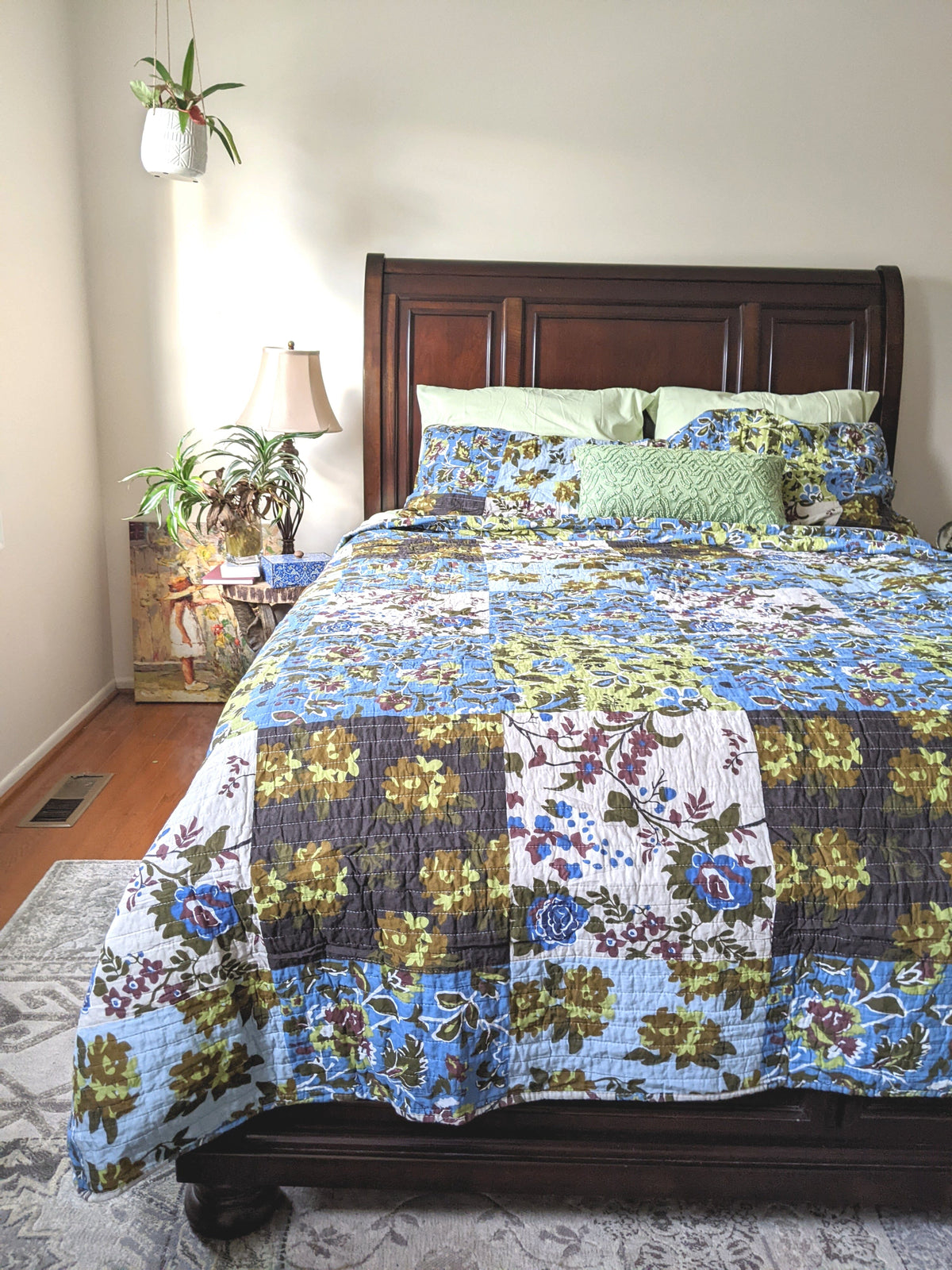 Tache Mystical Forest Green Blue Leaves Cotton Quilt Set, photo 10 of 12