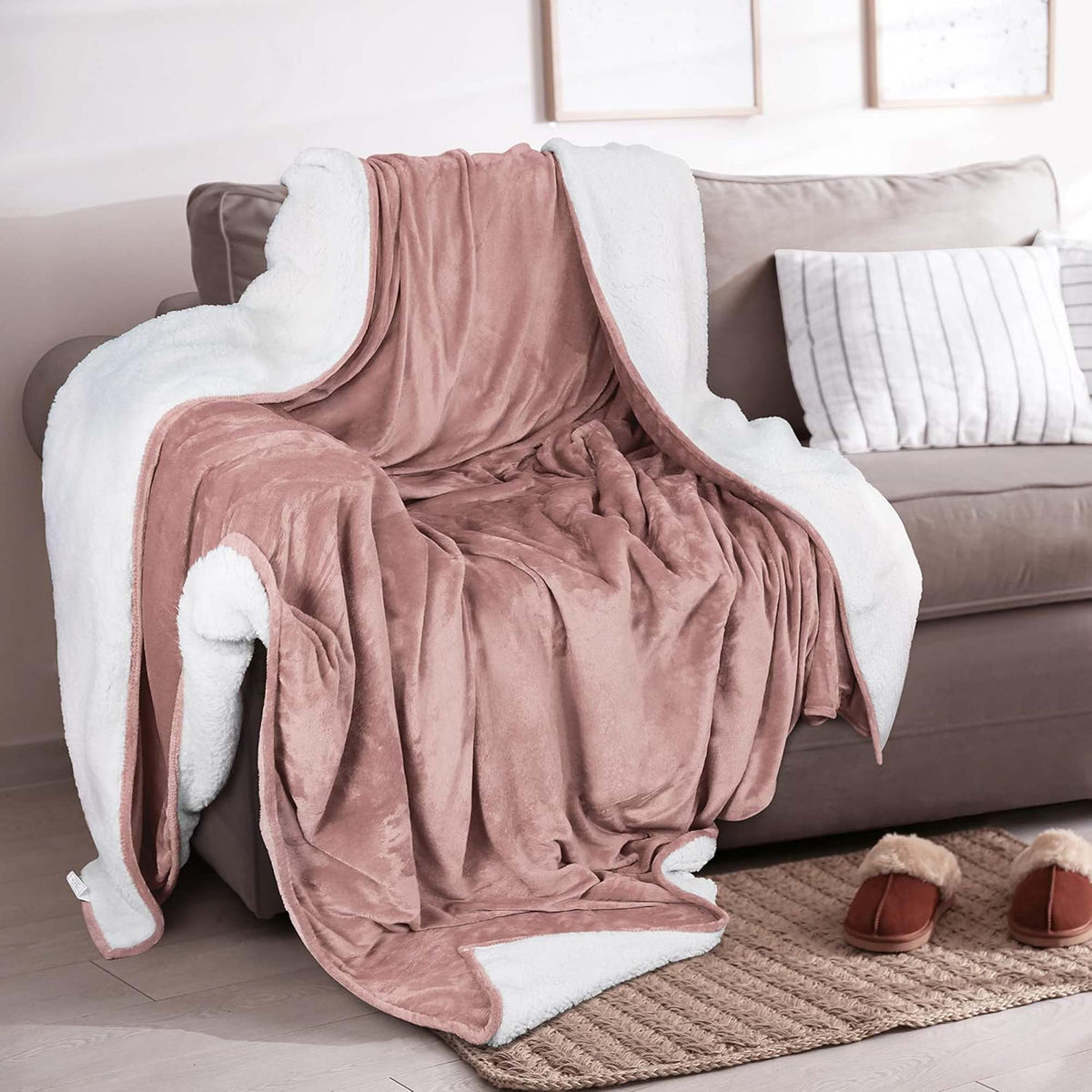 Velvet Plush Sherpa Bed Blanket - Sherpa Fleece, photo 12 of 69