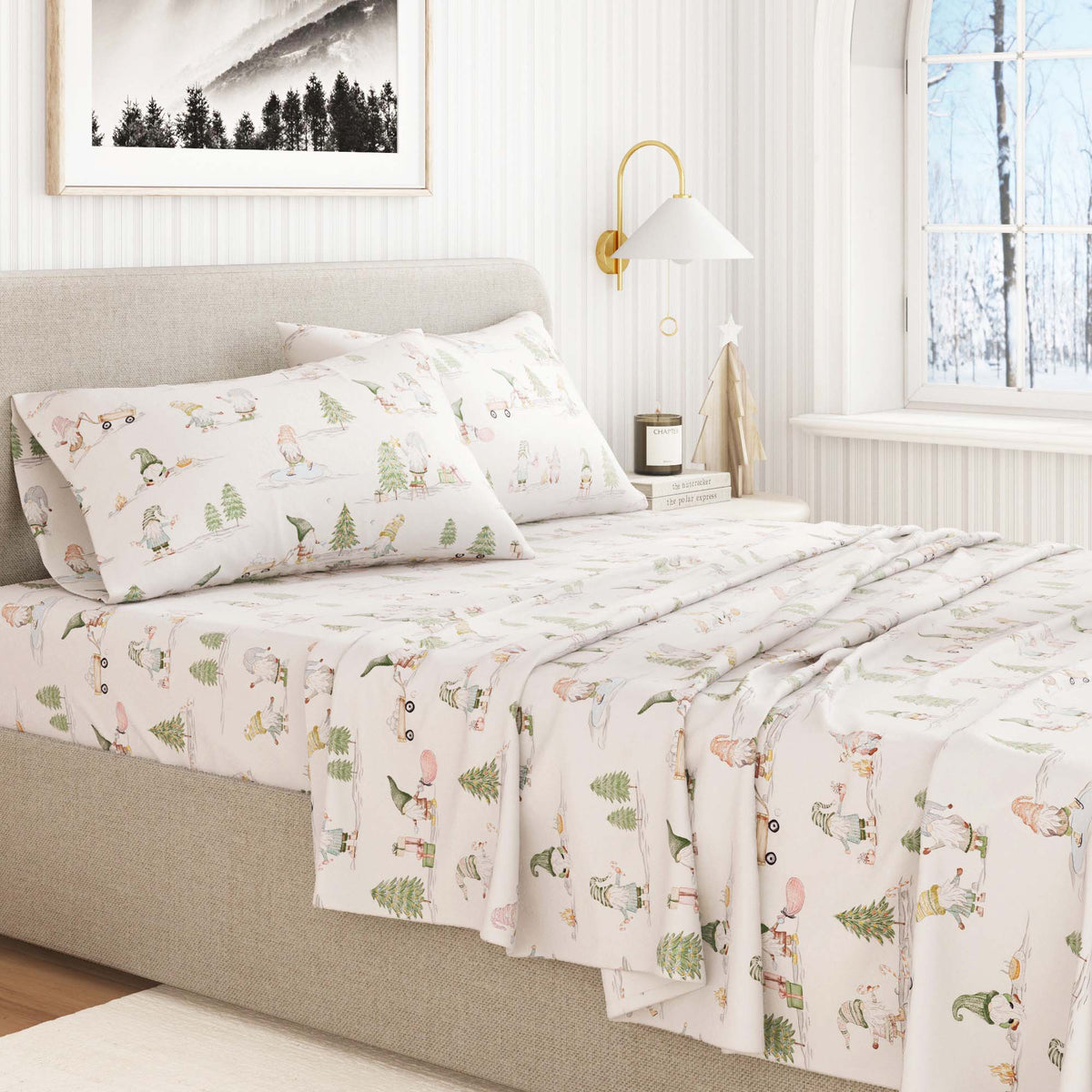 Turkish Cotton Flannel Sheet Set - Elevated Holiday, photo 5 of 48