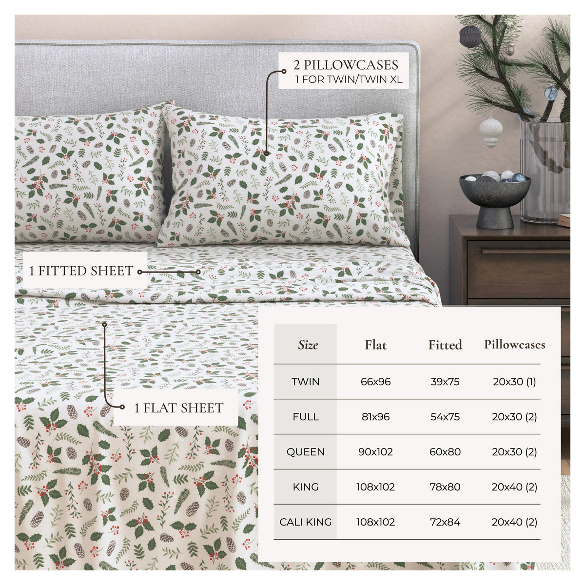 Turkish Cotton Christmas Flannel Sheet Set - Whittaker, photo 9 of 69