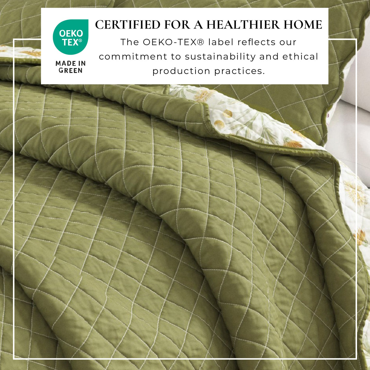 Floral Print & Scalloped Edge Cotton Quilt Set - Illiana Collection, photo 5 of 6