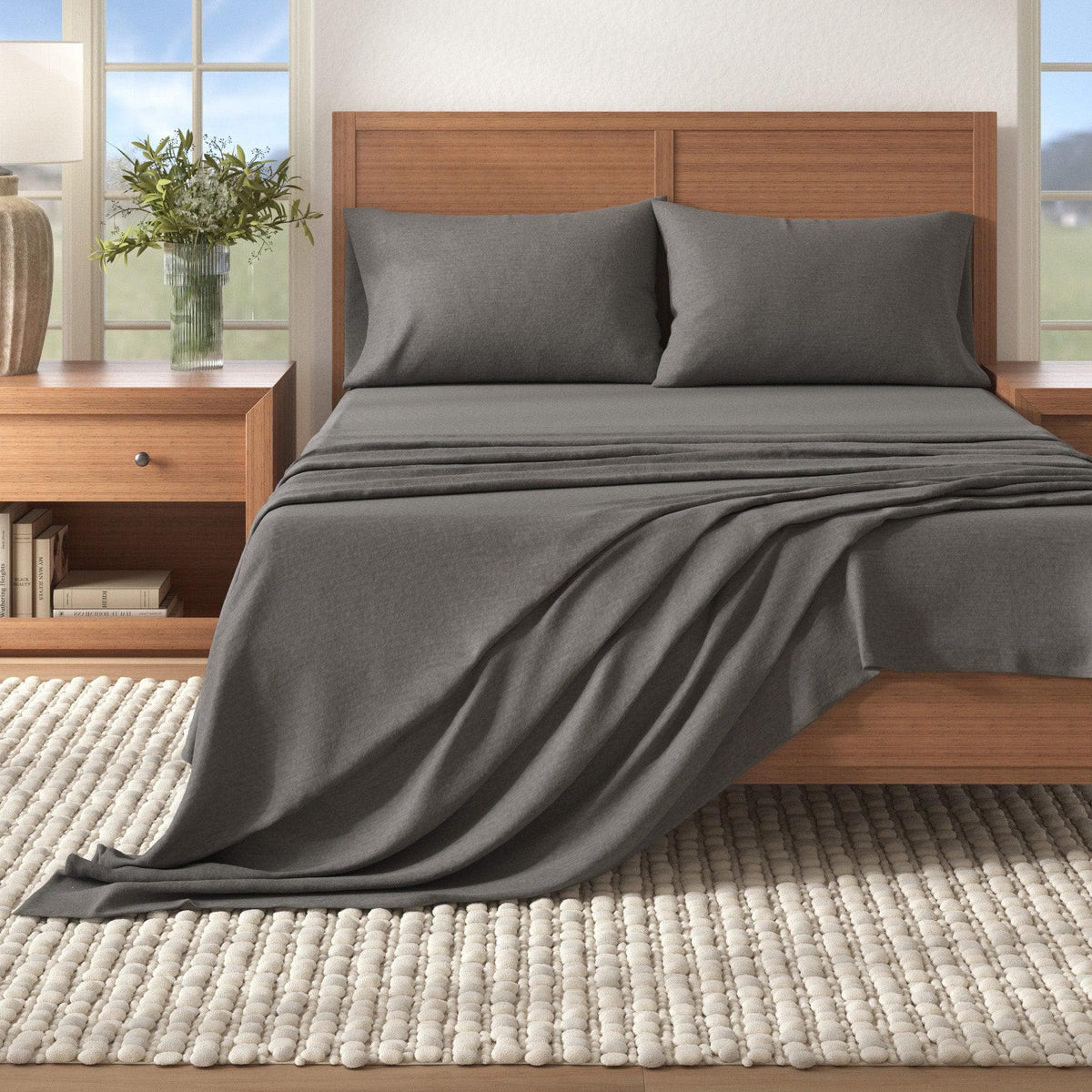 Heathered Solid Cotton Blend Flannel Sheet Set - Anders, photo 25 of 30