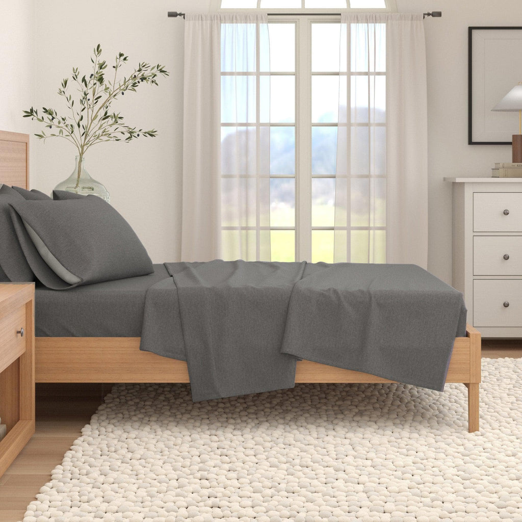 Heathered Solid Cotton Blend Flannel Sheet Set - Anders, photo 30 of 30