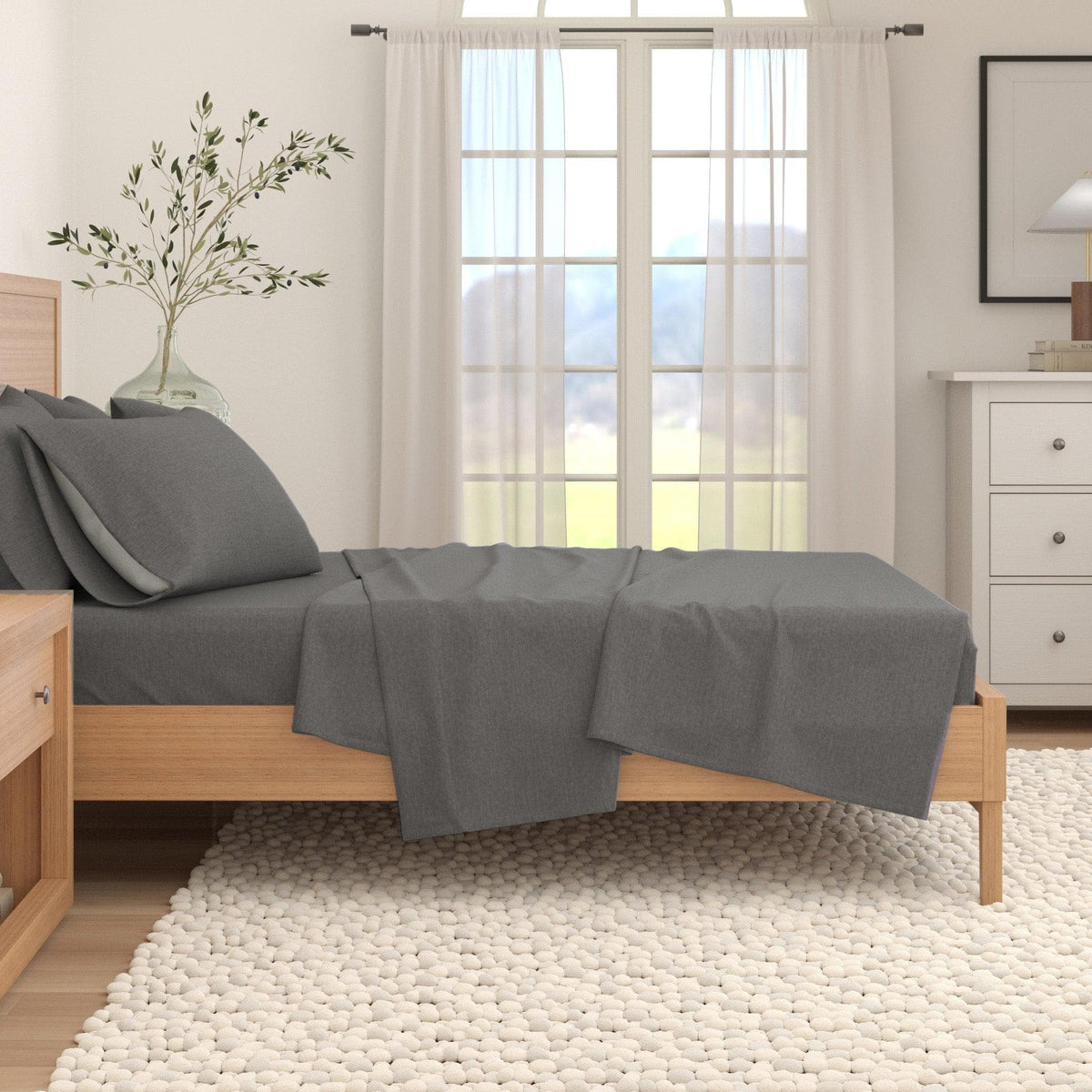 Heathered Solid Cotton Blend Flannel Sheet Set - Anders, photo 30 of 30