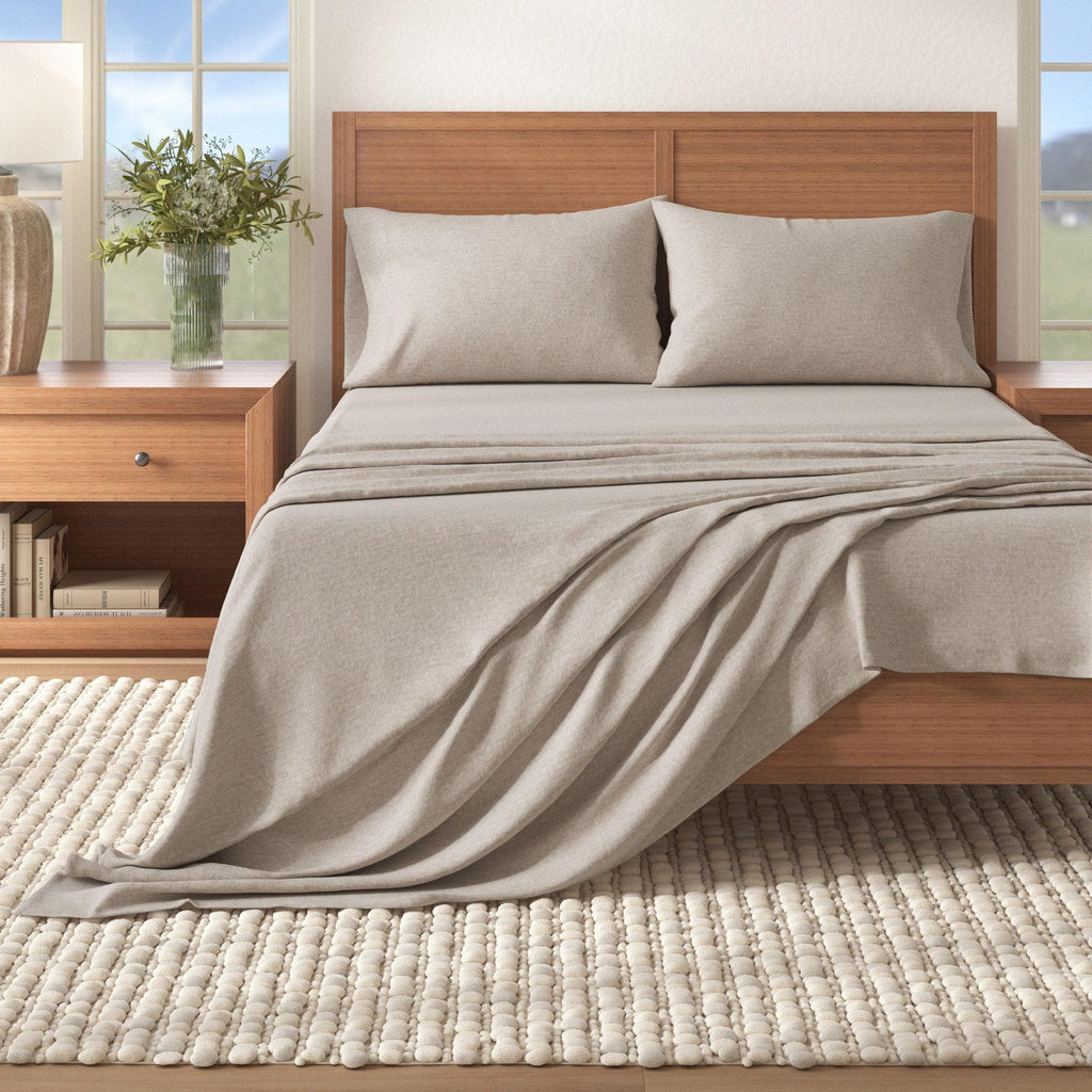 Heathered Solid Cotton Blend Flannel Sheet Set - Anders, photo 7 of 30