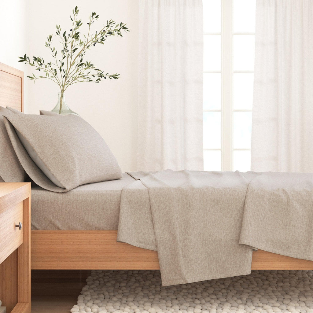 Heathered Solid Cotton Blend Flannel Sheet Set - Anders, photo 9 of 30