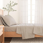 Heathered Solid Cotton Blend Flannel Sheet Set - Anders, photo 9 of 30