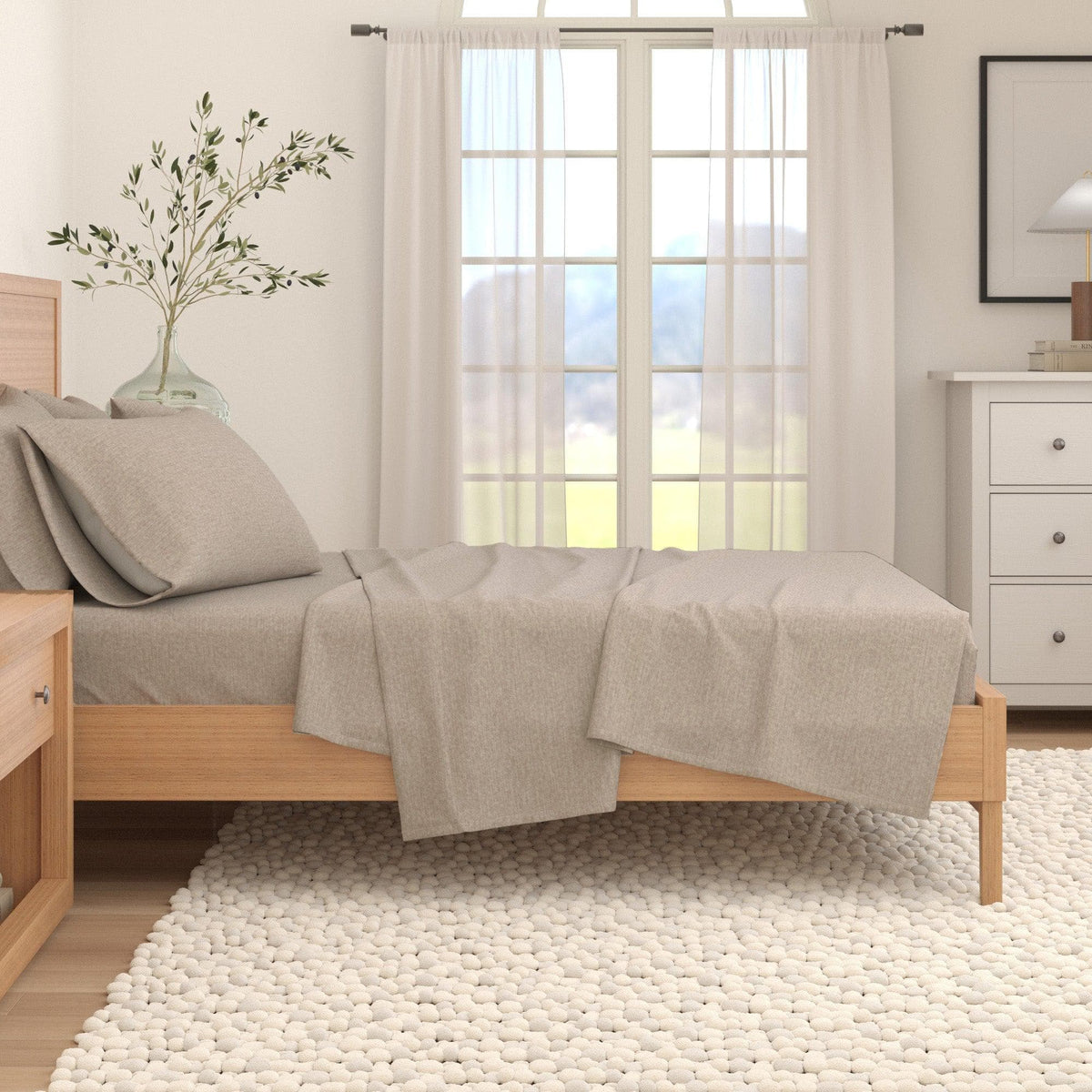 Heathered Solid Cotton Blend Flannel Sheet Set - Anders, photo 12 of 30