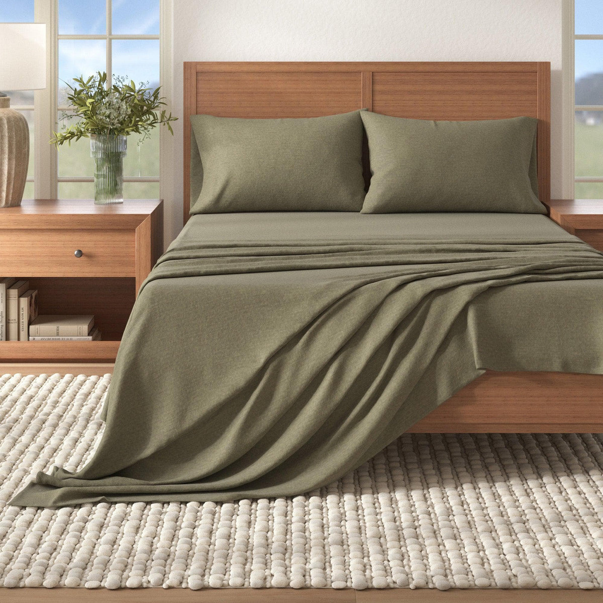Heathered Solid Cotton Blend Flannel Sheet Set - Anders, photo 13 of 30