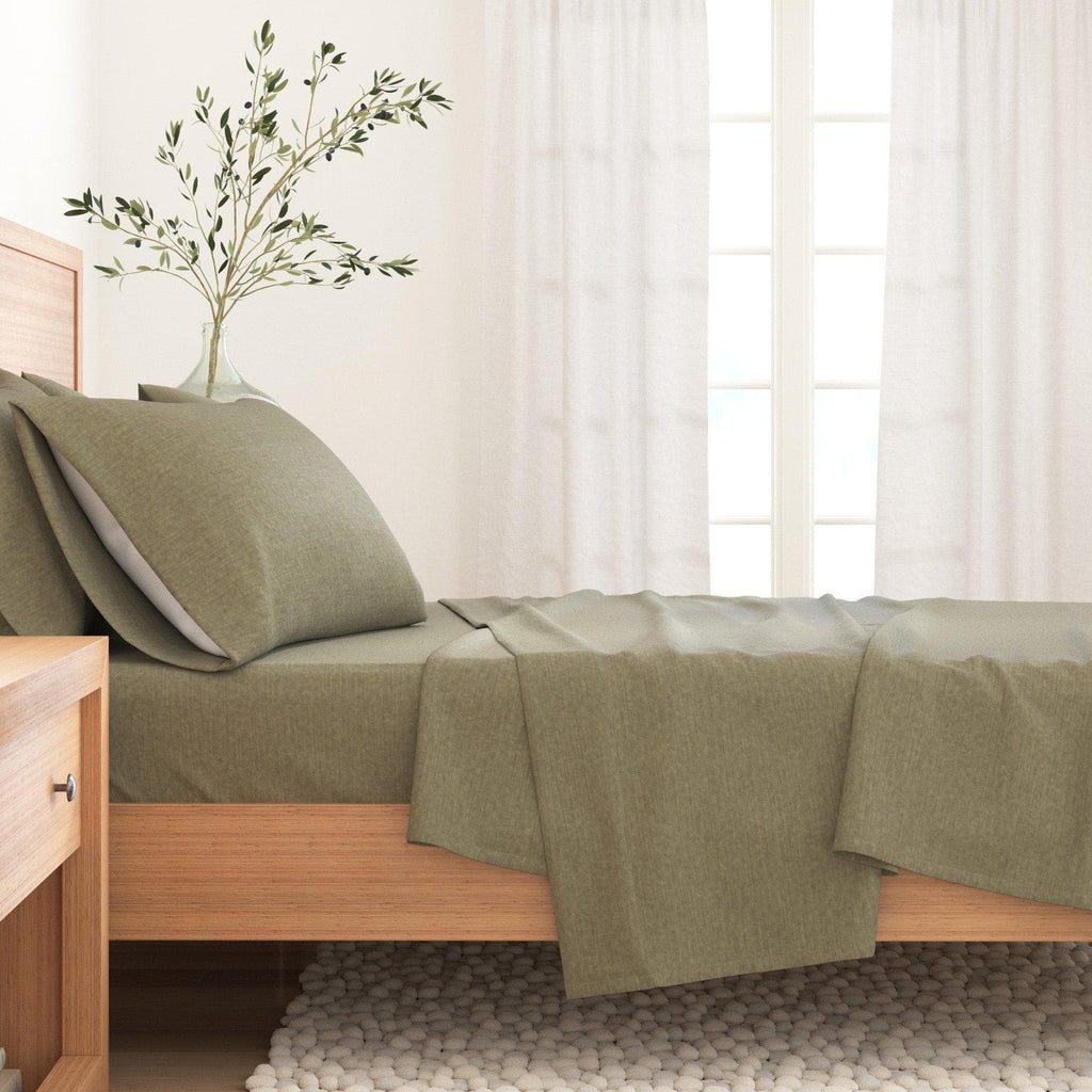 Heathered Solid Cotton Blend Flannel Sheet Set - Anders, photo 15 of 30