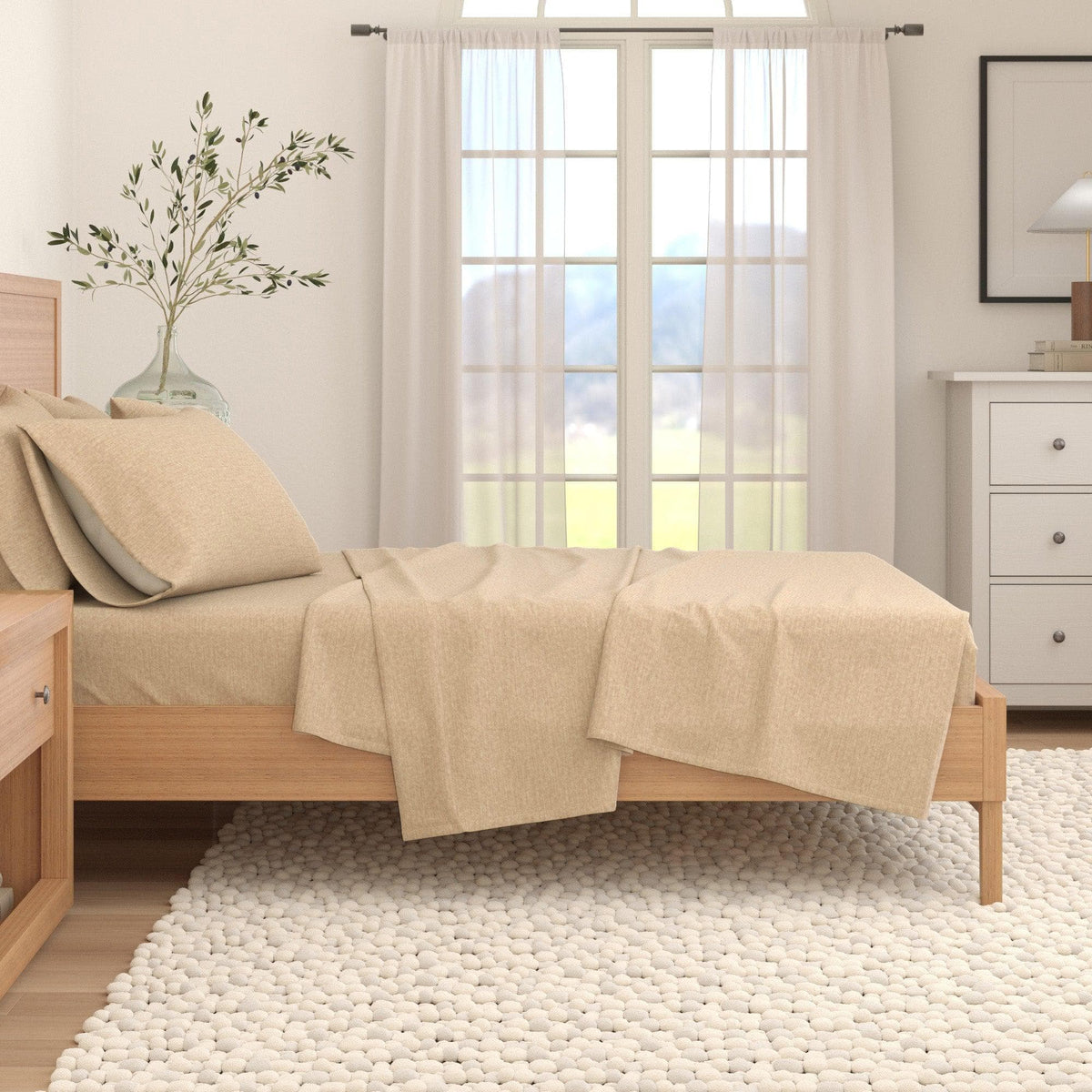 Heathered Solid Cotton Blend Flannel Sheet Set - Anders, photo 6 of 30