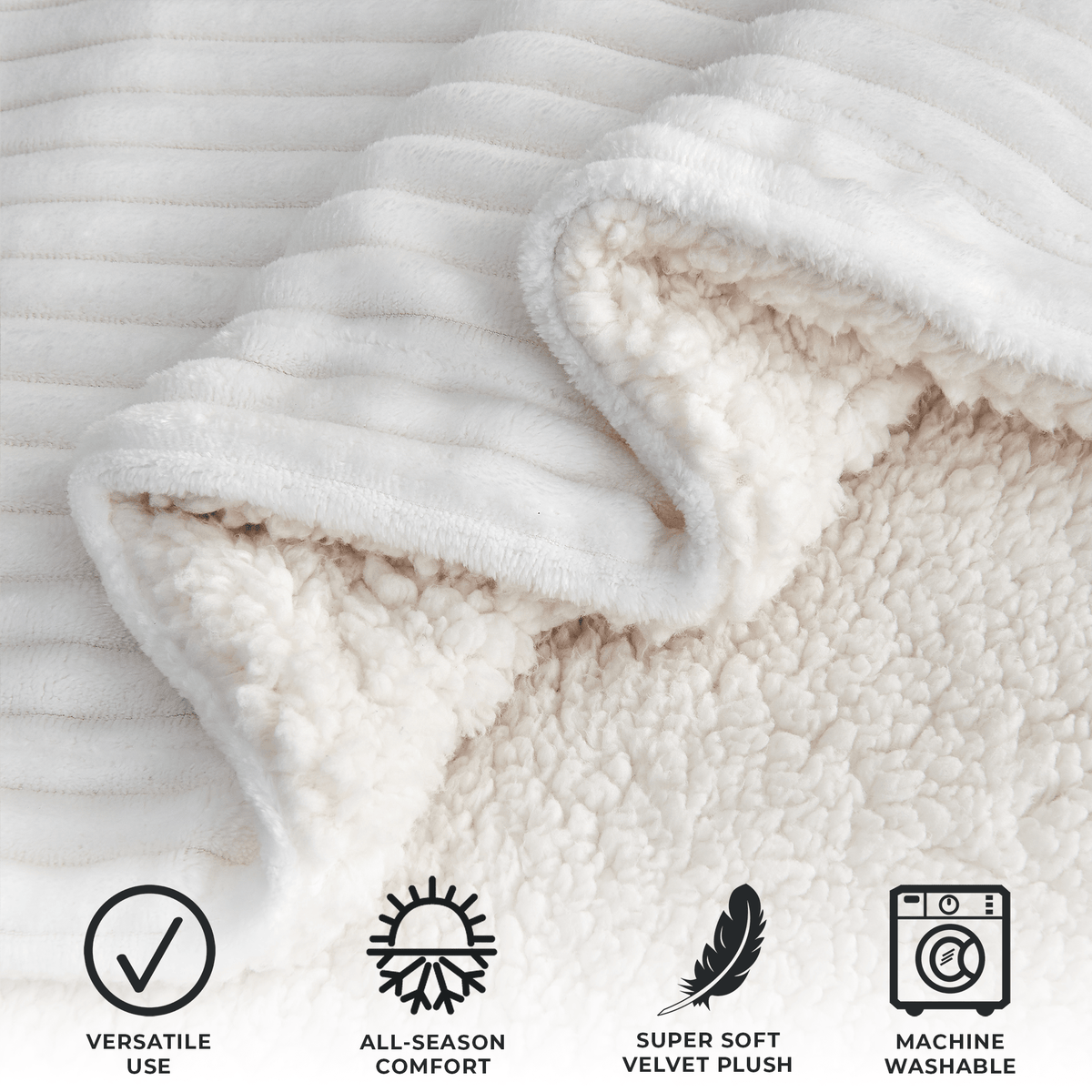 Ribbed Sherpa Throw Blanket - Corduroy Collection, photo 3 of 30