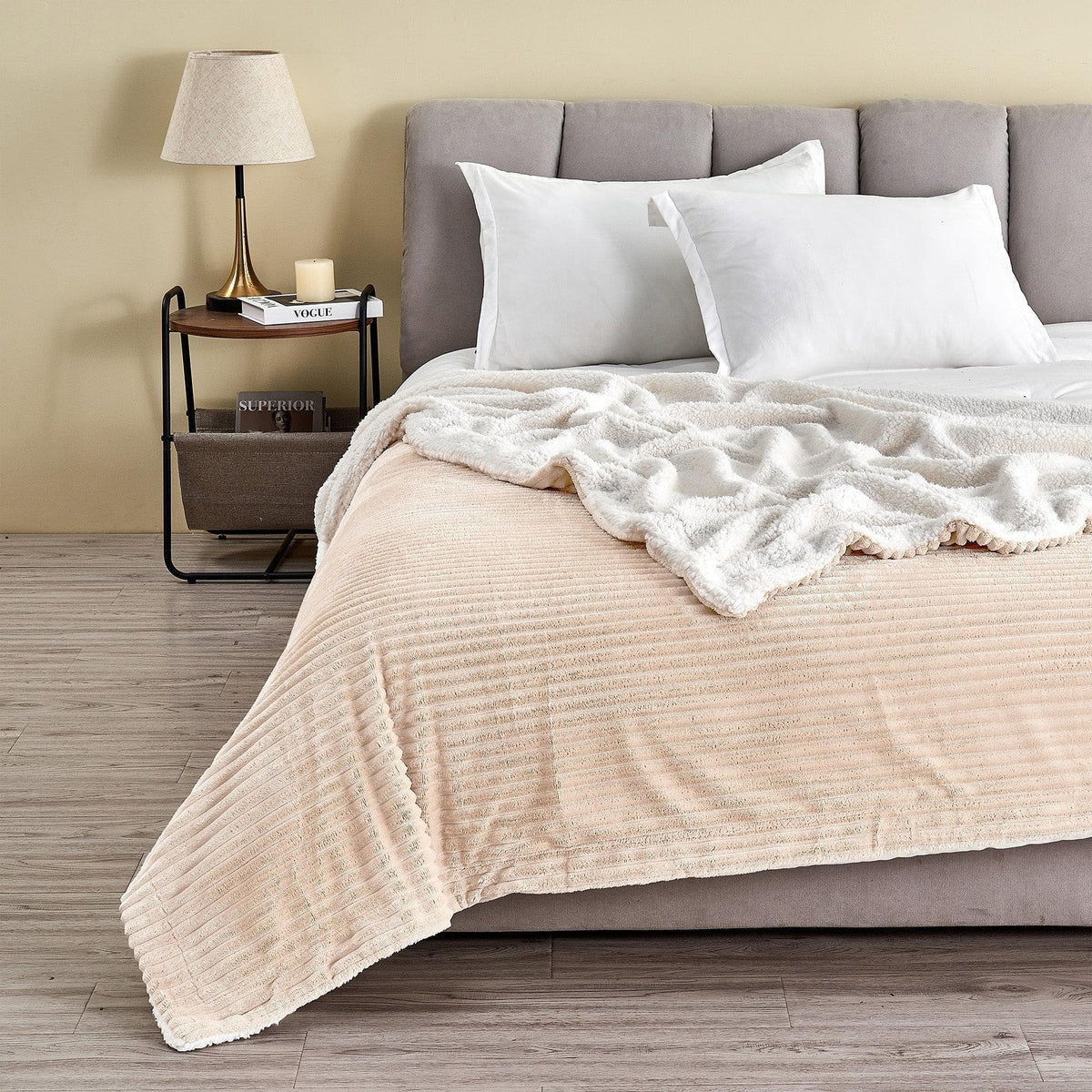 Ribbed Sherpa Throw Blanket - Corduroy Collection, photo 6 of 30