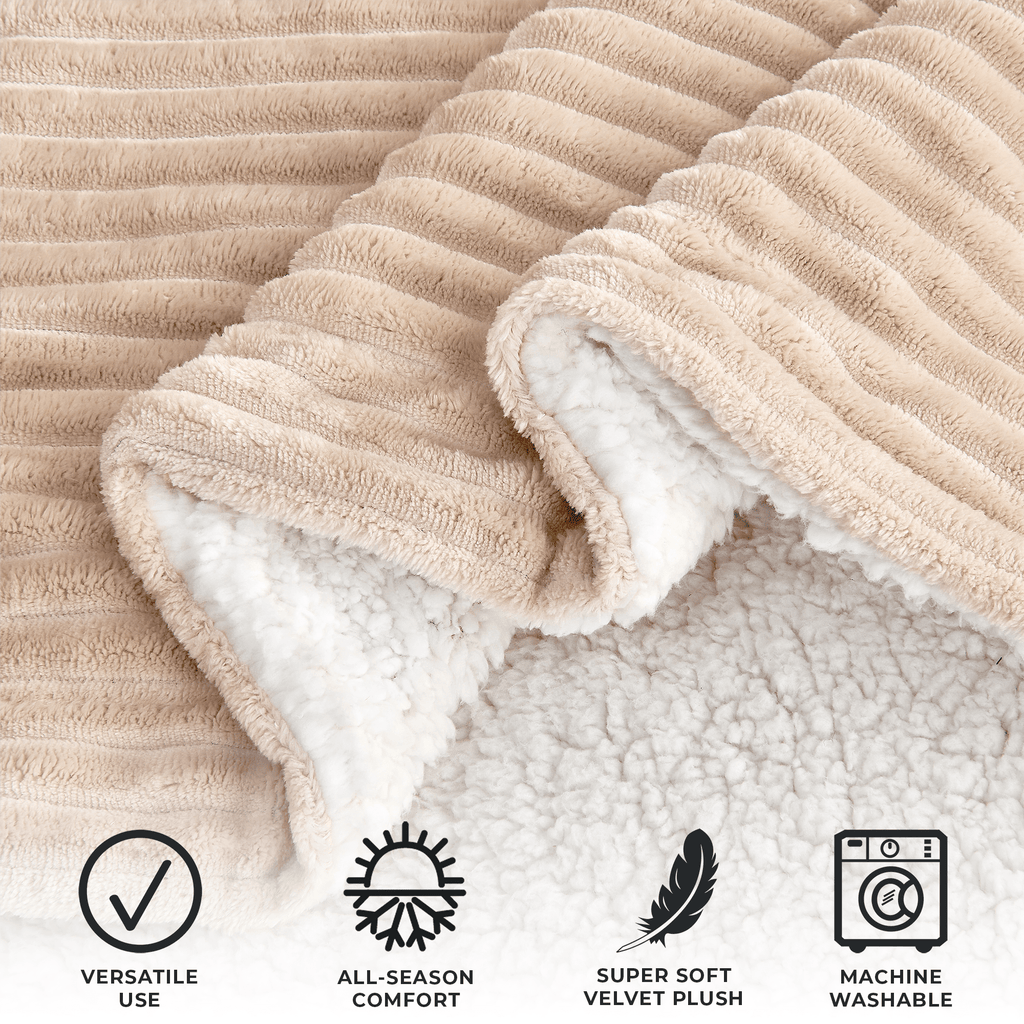 Ribbed Sherpa Throw Blanket - Corduroy Collection, photo 9 of 30