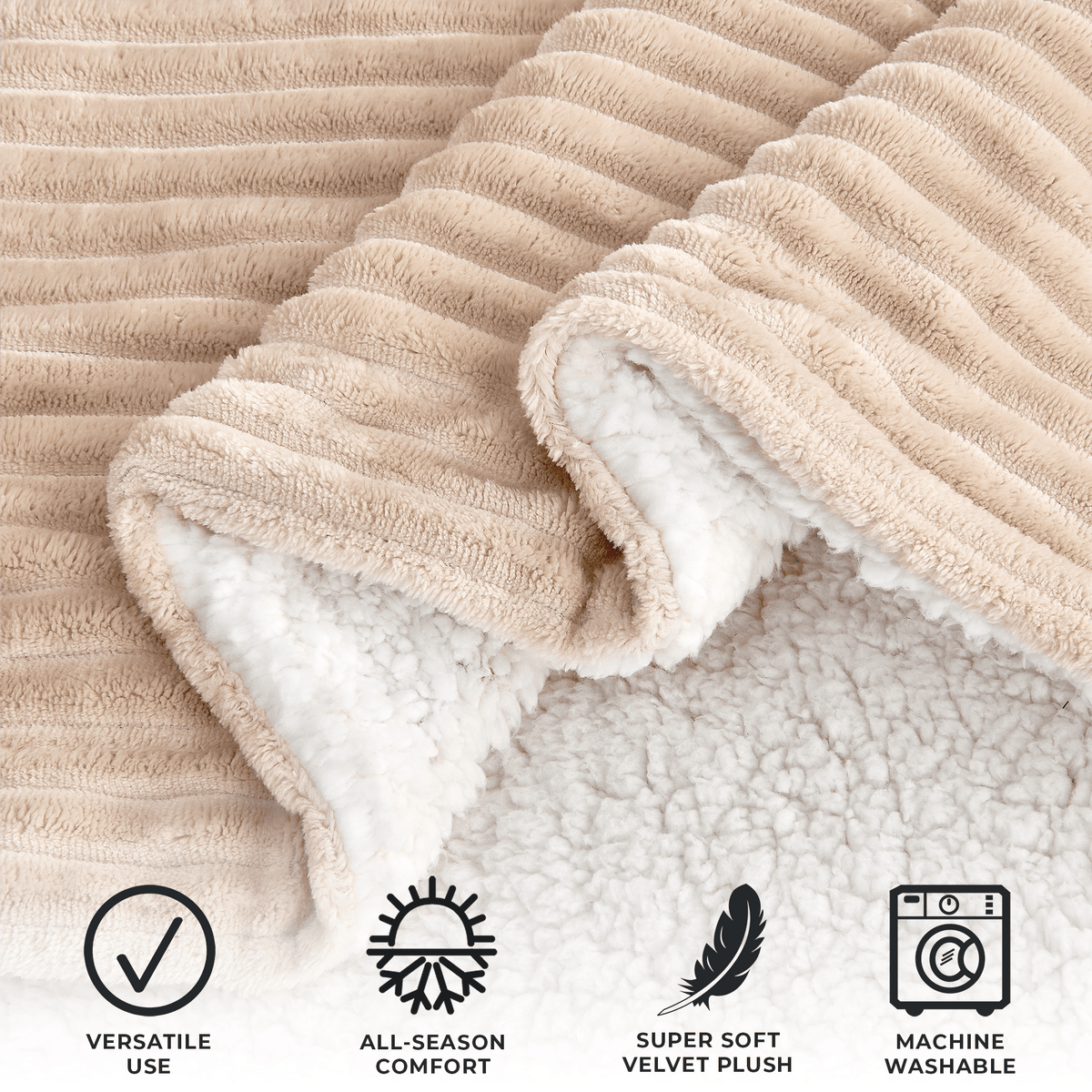 Ribbed Sherpa Throw Blanket - Corduroy Collection, photo 9 of 30