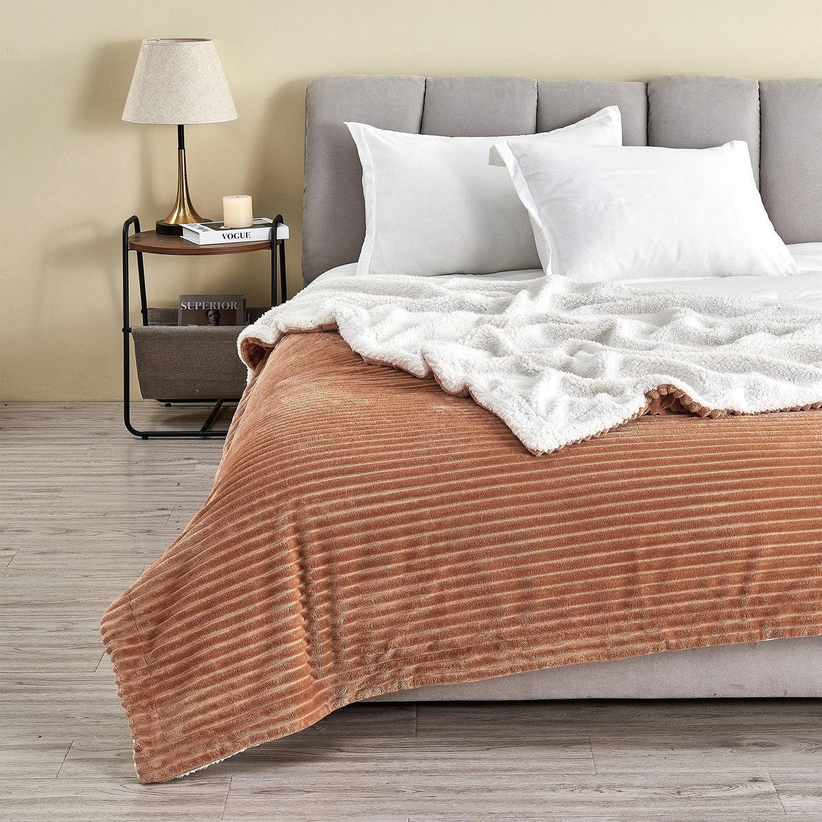 Ribbed Sherpa Throw Blanket - Corduroy Collection, photo 11 of 30