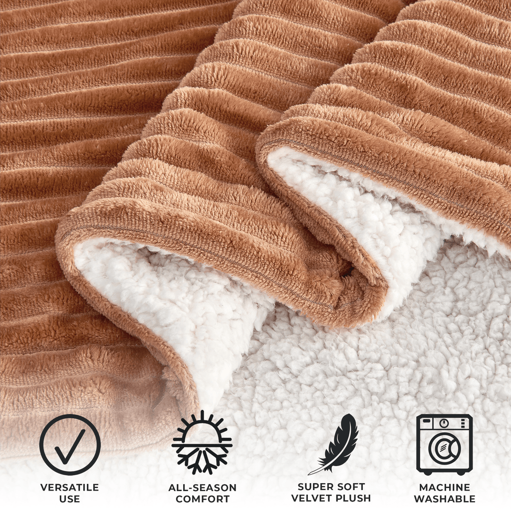 Ribbed Sherpa Throw Blanket - Corduroy Collection, photo 13 of 30
