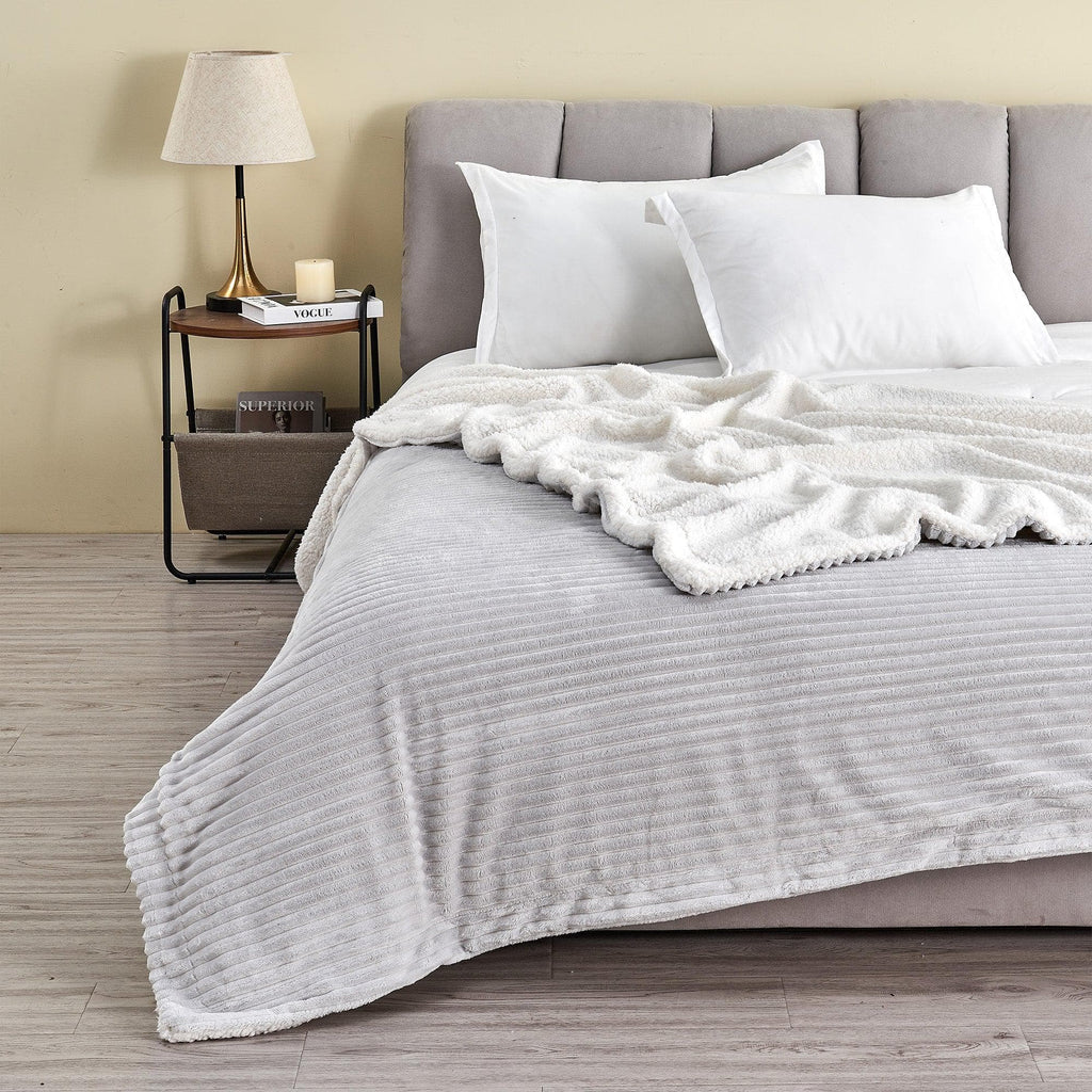 Ribbed Sherpa Throw Blanket - Corduroy Collection, photo 30 of 30