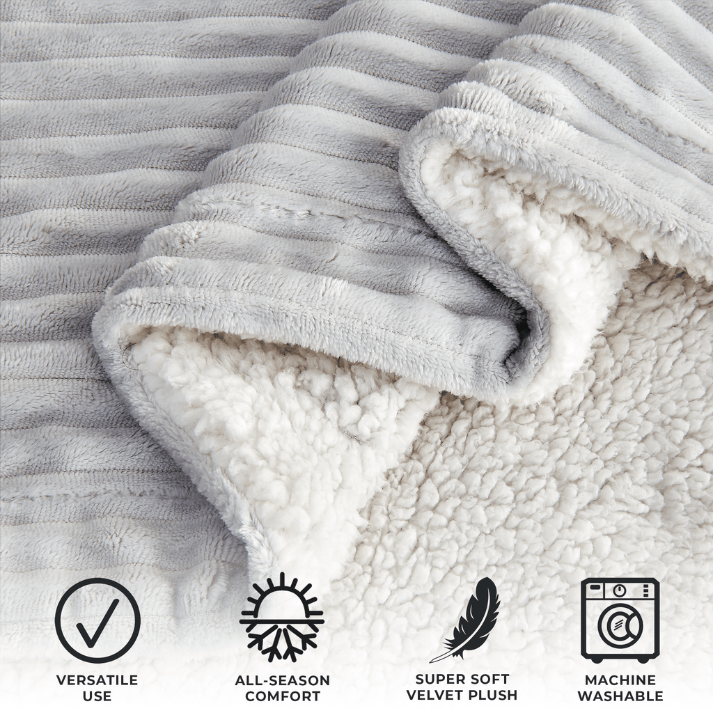 Ribbed Sherpa Throw Blanket - Corduroy Collection, photo 16 of 30
