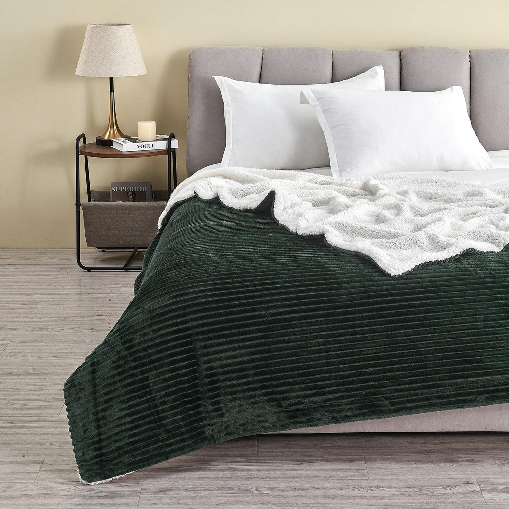 Ribbed Sherpa Throw Blanket - Corduroy Collection, photo 29 of 30
