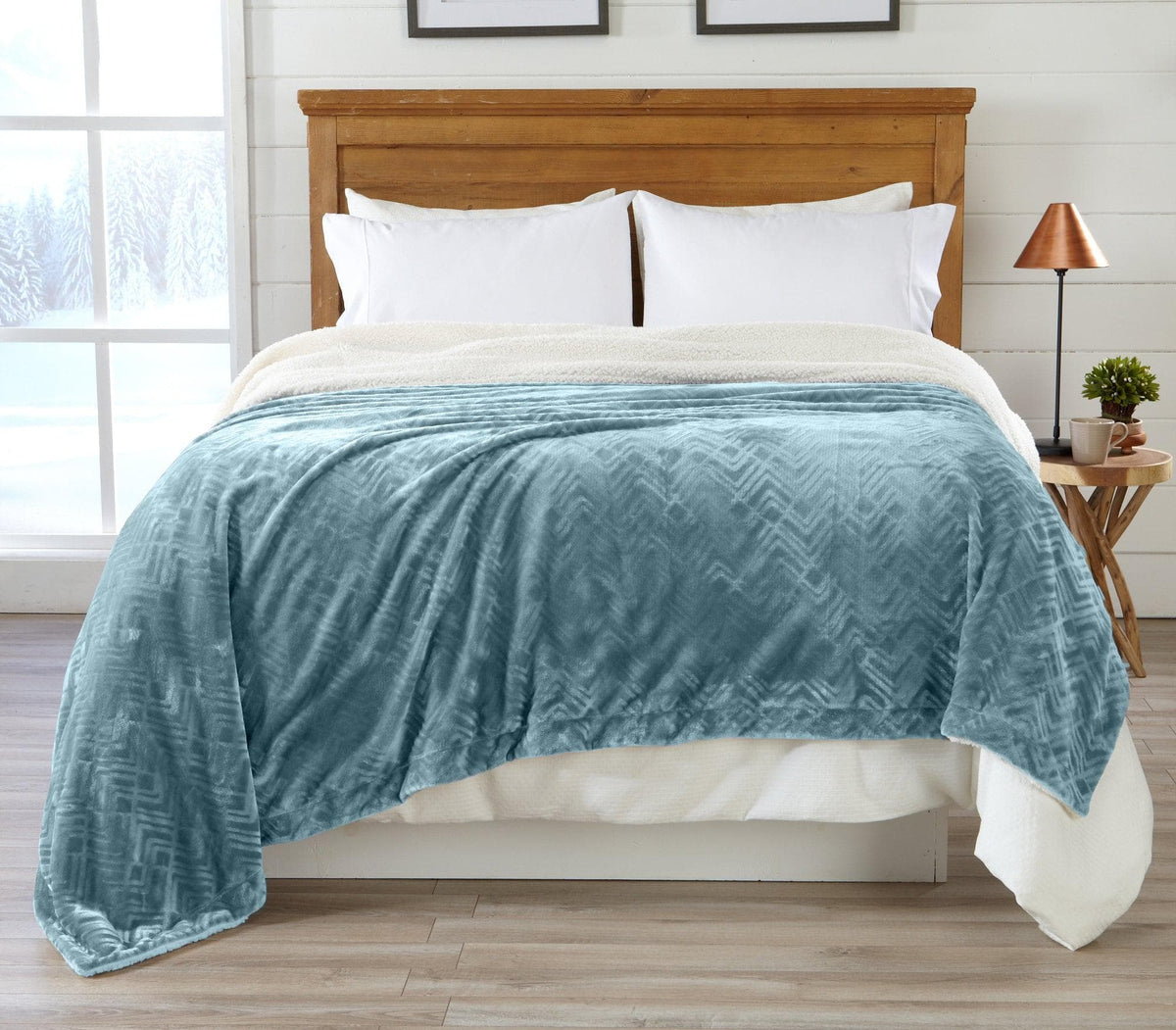 Velvet Plush Sherpa Luxury Bed Blanket - Cielo, photo 42 of 70