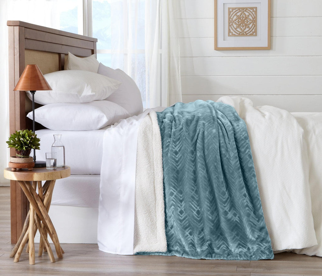Velvet Plush Sherpa Luxury Bed Blanket - Cielo, photo 44 of 70