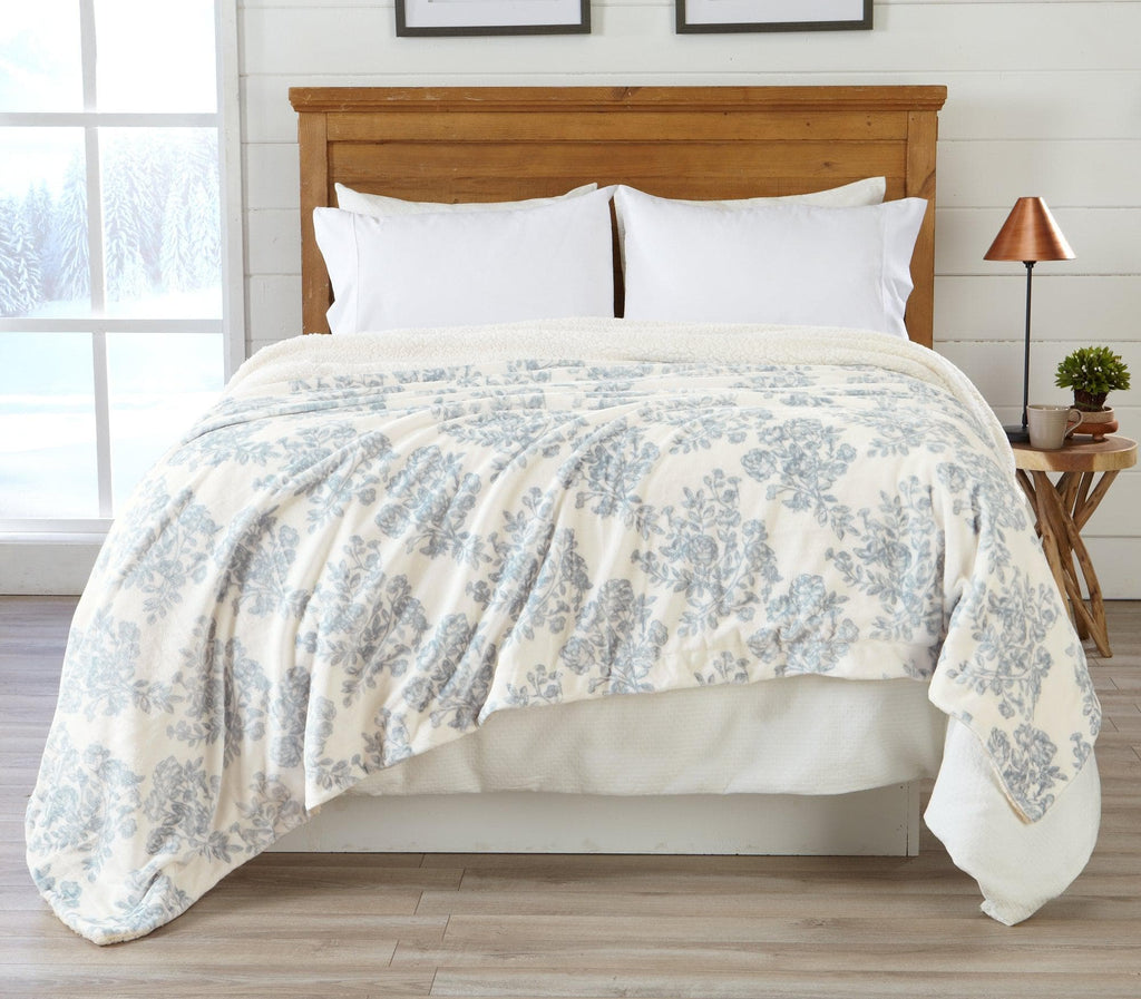 Velvet Plush Sherpa Luxury Bed Blanket - Cielo, photo 9 of 70