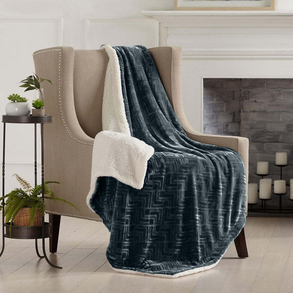 Velvet Plush Sherpa Luxury Bed Blanket - Cielo, photo 20 of 70