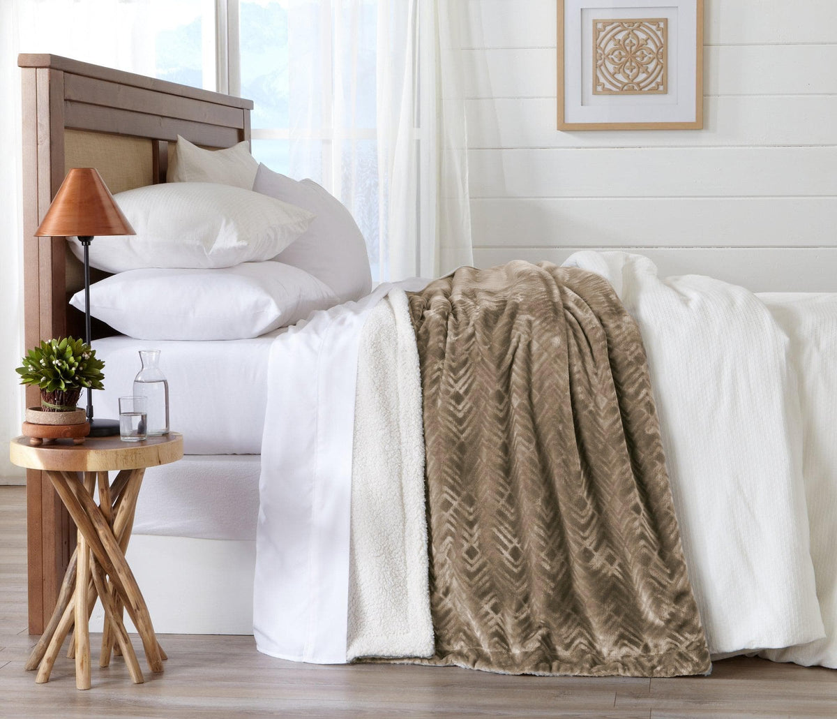 Velvet Plush Sherpa Luxury Bed Blanket - Cielo, photo 35 of 70