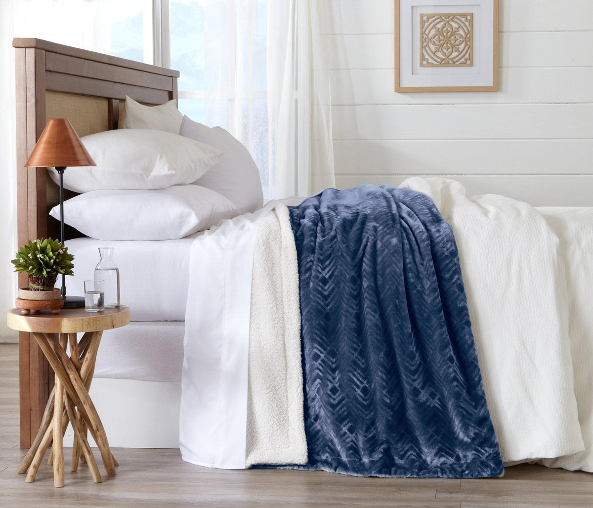 Velvet Plush Sherpa Luxury Bed Blanket - Cielo, photo 61 of 70