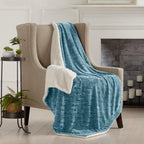 Velvet Plush Sherpa Luxury Bed Blanket - Cielo, photo 43 of 70