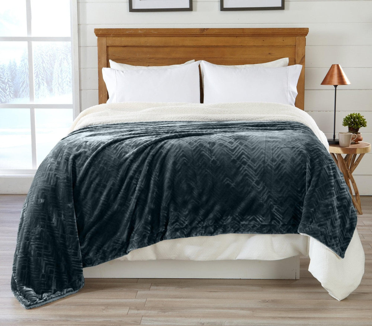 Velvet Plush Sherpa Luxury Bed Blanket - Cielo, photo 19 of 70