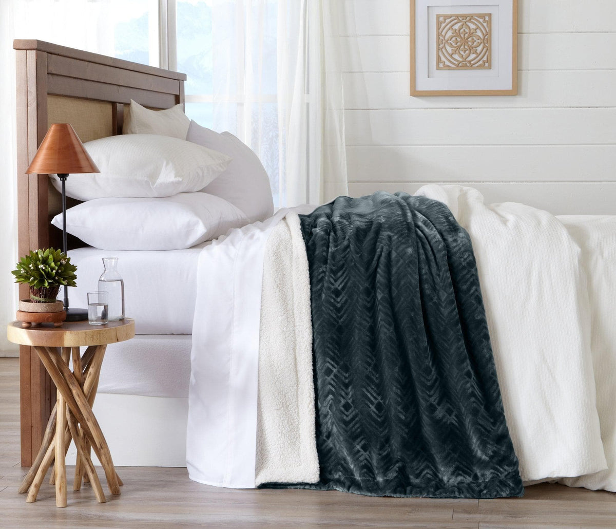 Velvet Plush Sherpa Luxury Bed Blanket - Cielo, photo 21 of 70