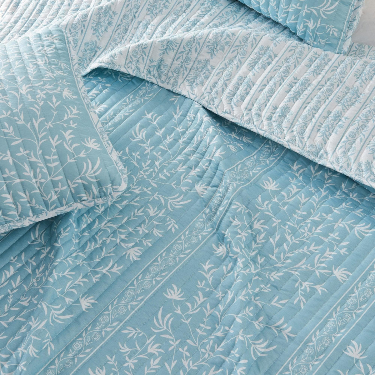 Blue Floral Quilt Set - Senna Collection, photo 2 of 5