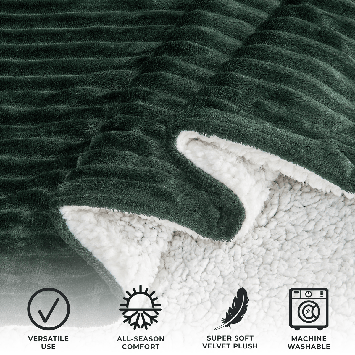 Ribbed Sherpa Throw Blanket - Corduroy Collection, photo 21 of 30