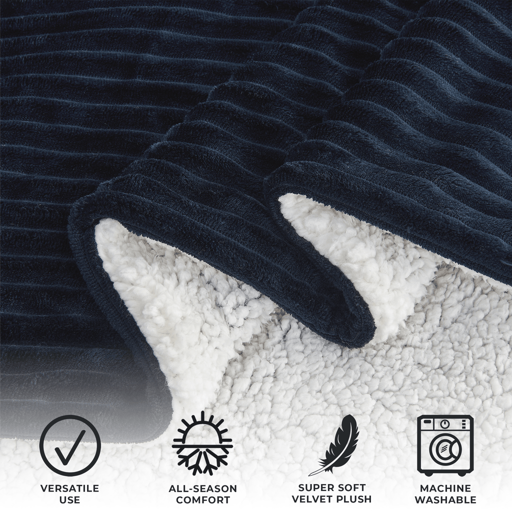 Ribbed Sherpa Throw Blanket - Corduroy Collection, photo 26 of 30