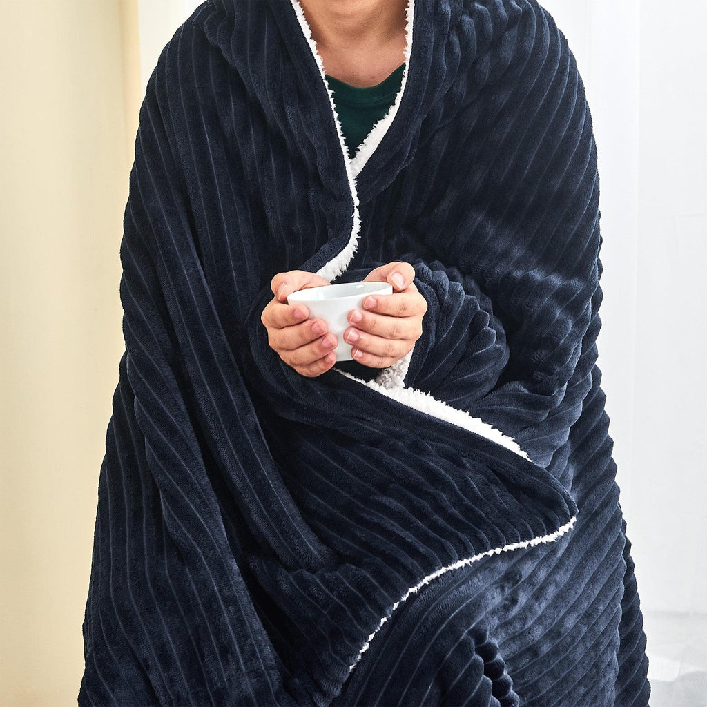 Ribbed Sherpa Throw Blanket - Corduroy Collection, photo 27 of 30
