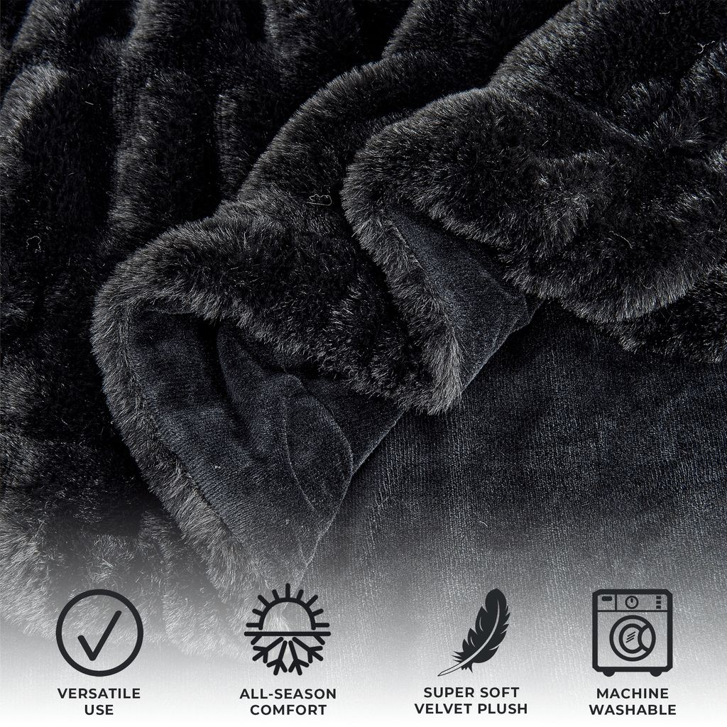 Ruched Faux Fur Throw Blanket - Alondra, photo 8 of 43