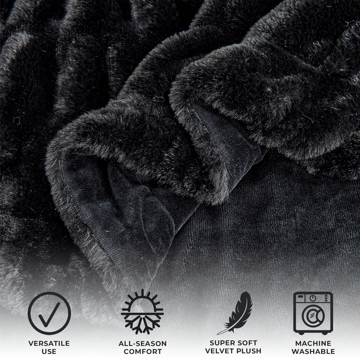 Ruched Faux Fur Throw Blanket - Alondra, photo 8 of 43