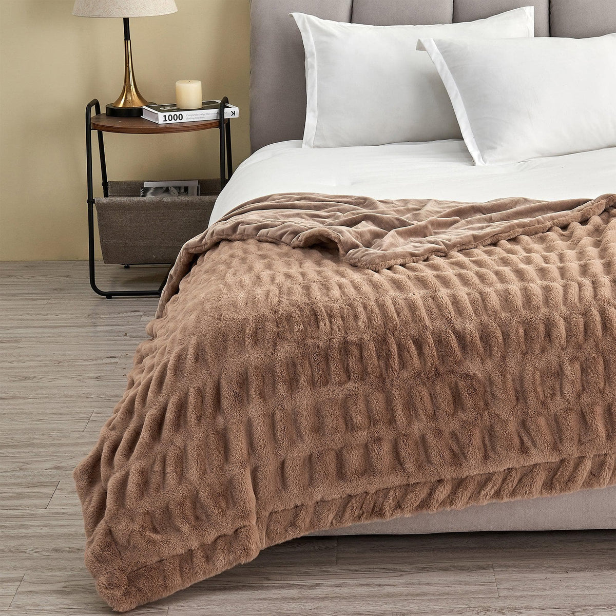 Ruched Faux Fur Throw Blanket - Alondra, photo 11 of 43