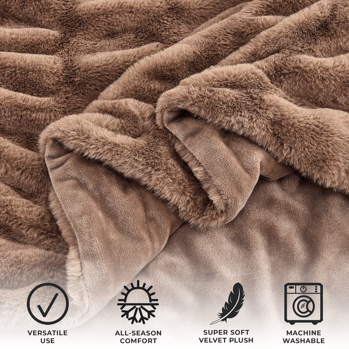 Ruched Faux Fur Throw Blanket - Alondra, photo 13 of 43