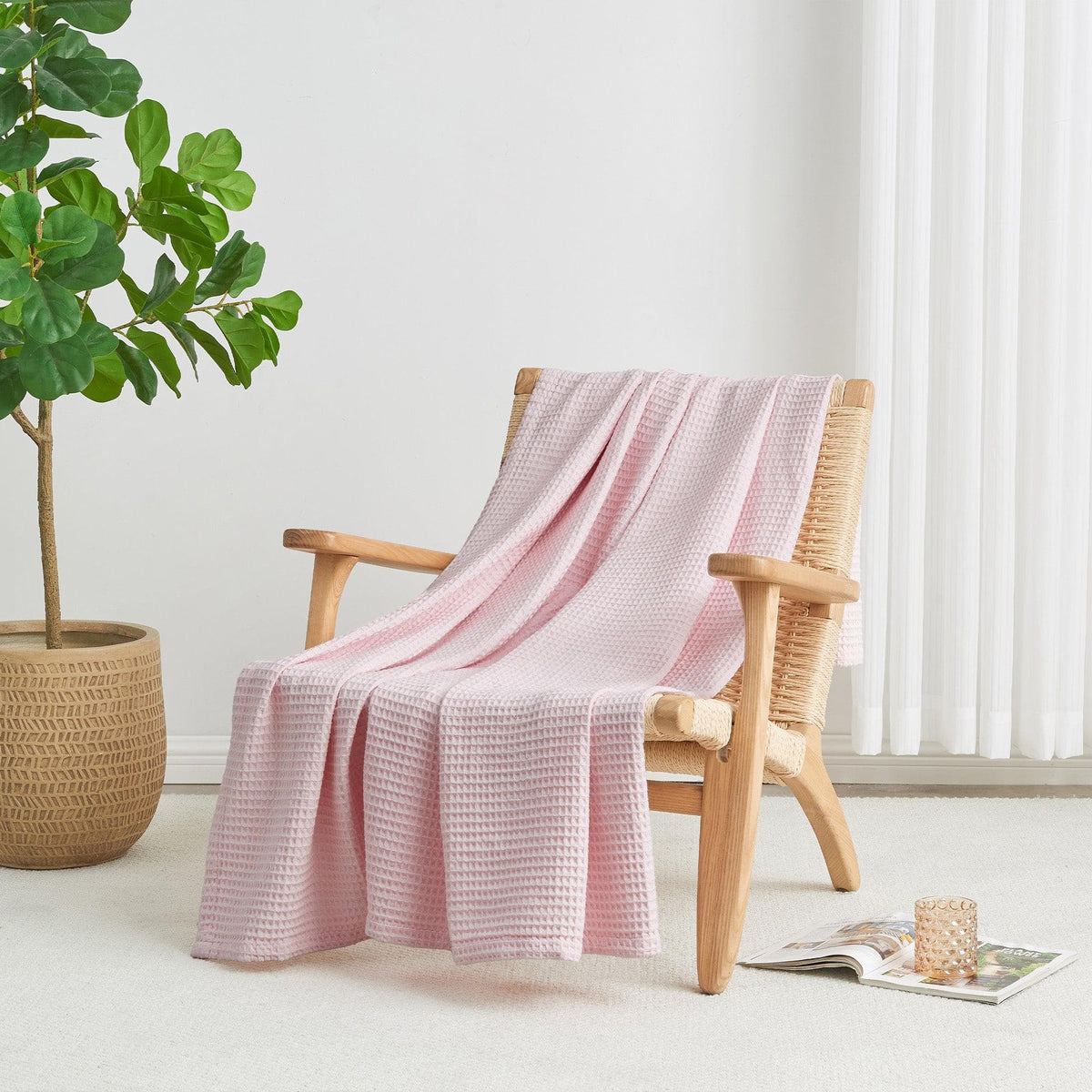 100% Cotton Waffle Weave Blanket - Mikala, photo 3 of 70