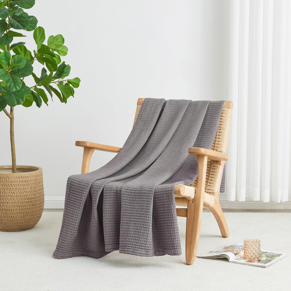 100% Cotton Waffle Weave Blanket - Mikala, photo 8 of 70