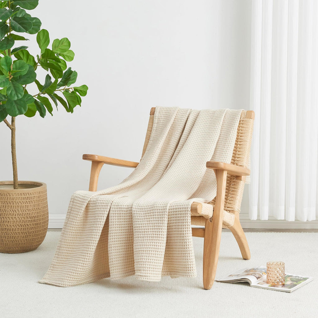 100% Cotton Waffle Weave Blanket - Mikala, photo 33 of 70